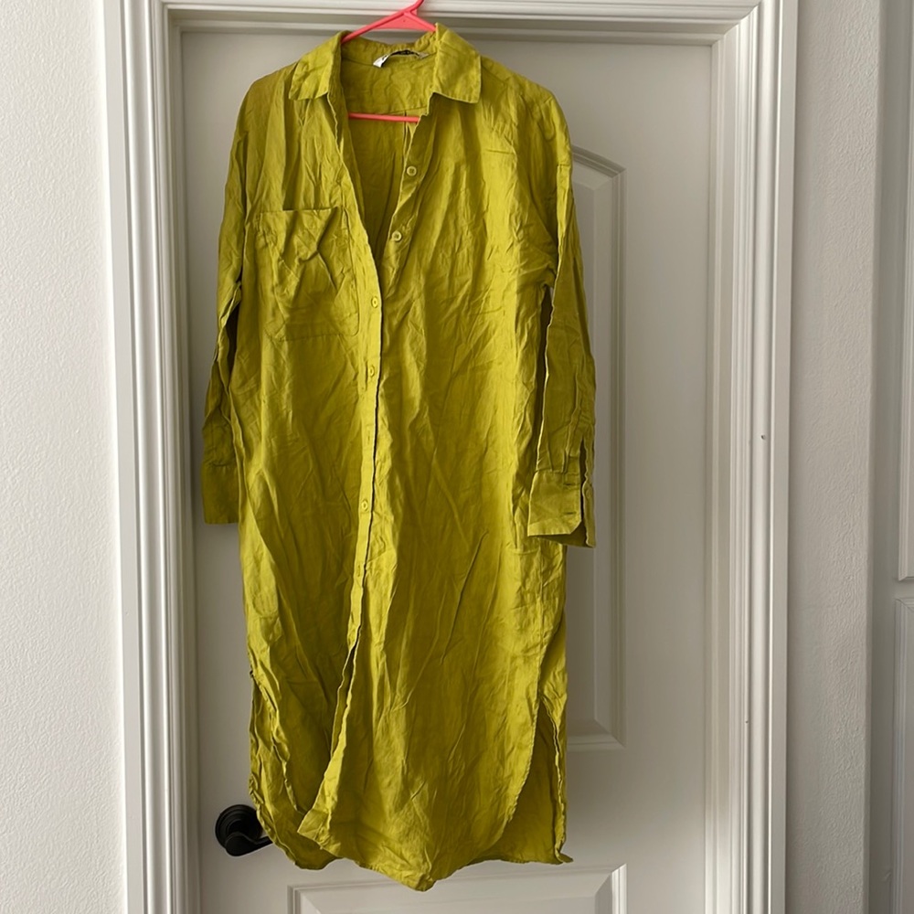 Zara linen button front maxi cover up